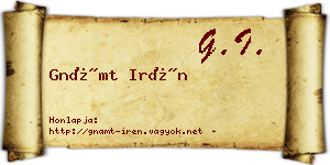 Gnámt Irén névjegykártya
